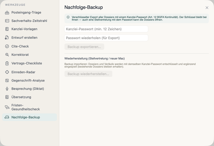 Backup di successione — screenshot